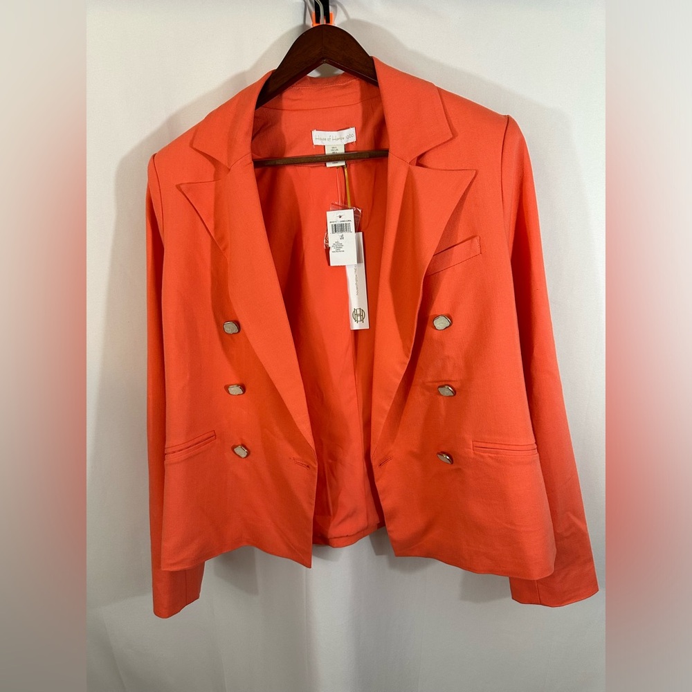 HOUSE OF HARLOW 1960 Orange Button Career Blazer Sz L